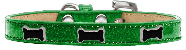 Black Bone Widget Dog Collar Emerald Green Ice Cream Size 16